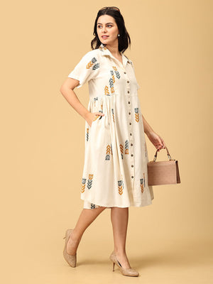Ivory Éclat Khadi Women's Dress - S Women's Dress