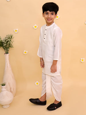 Ivory Elegance Dhoti Kurta Boys Set with Tiranga Dupatta - 0 - 6 Months Boys Ethnic Set
