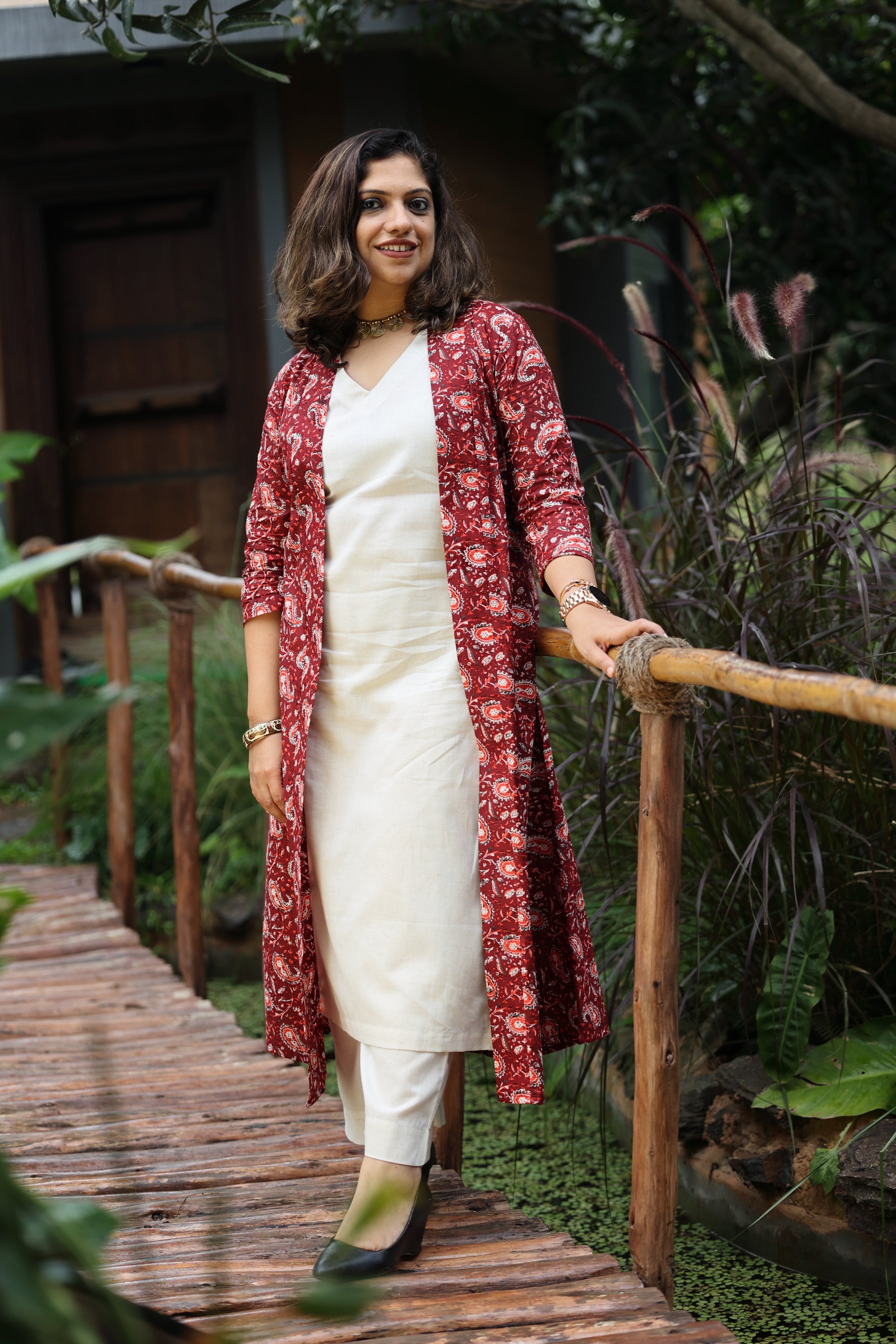 Ivory Infusion Women's Co Ord Set With Jacket - WES - SK - IVRYI - S