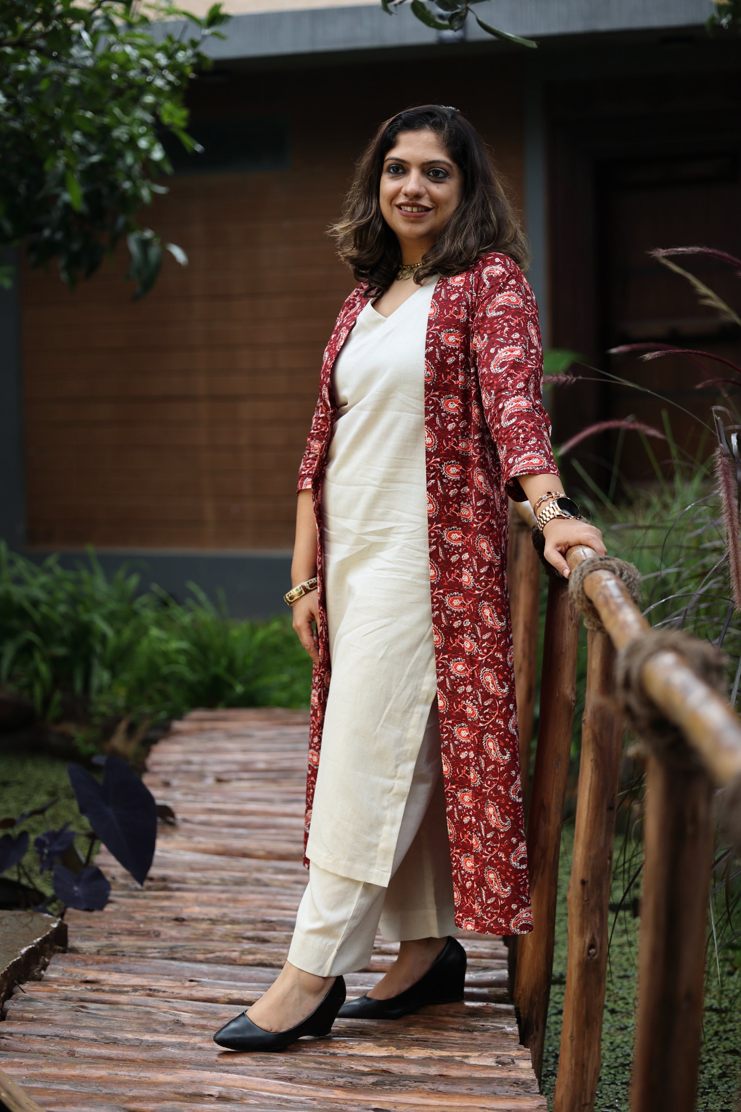 Ivory Infusion Women's Co Ord Set With Jacket - WES - SK - IVRYI - S