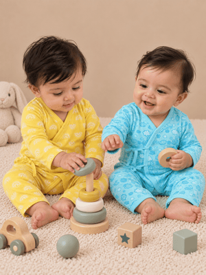 Jabla Infant Romper Combo Of 2: Cloudy Celios- The Sun Crown - Preemie Infant Rompers