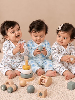Jabla Infant Romper Combo Of 3: Dinos On The Round- Foxier Than The Fox-Jungle Elephant - Preemie Infant Rompers