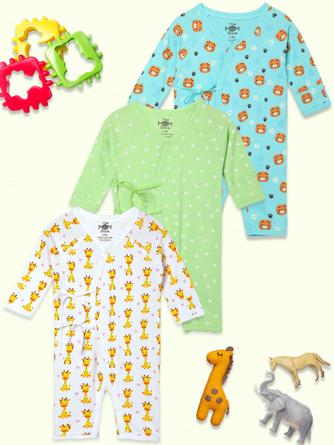 Jabla Infant Romper Combo Of 3: Feline Fighters-Staying Pawsitive-Get On My Level