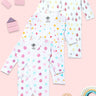 Jabla Infant Romper Combo Of 3: Pink Drops-Triangles-Roses