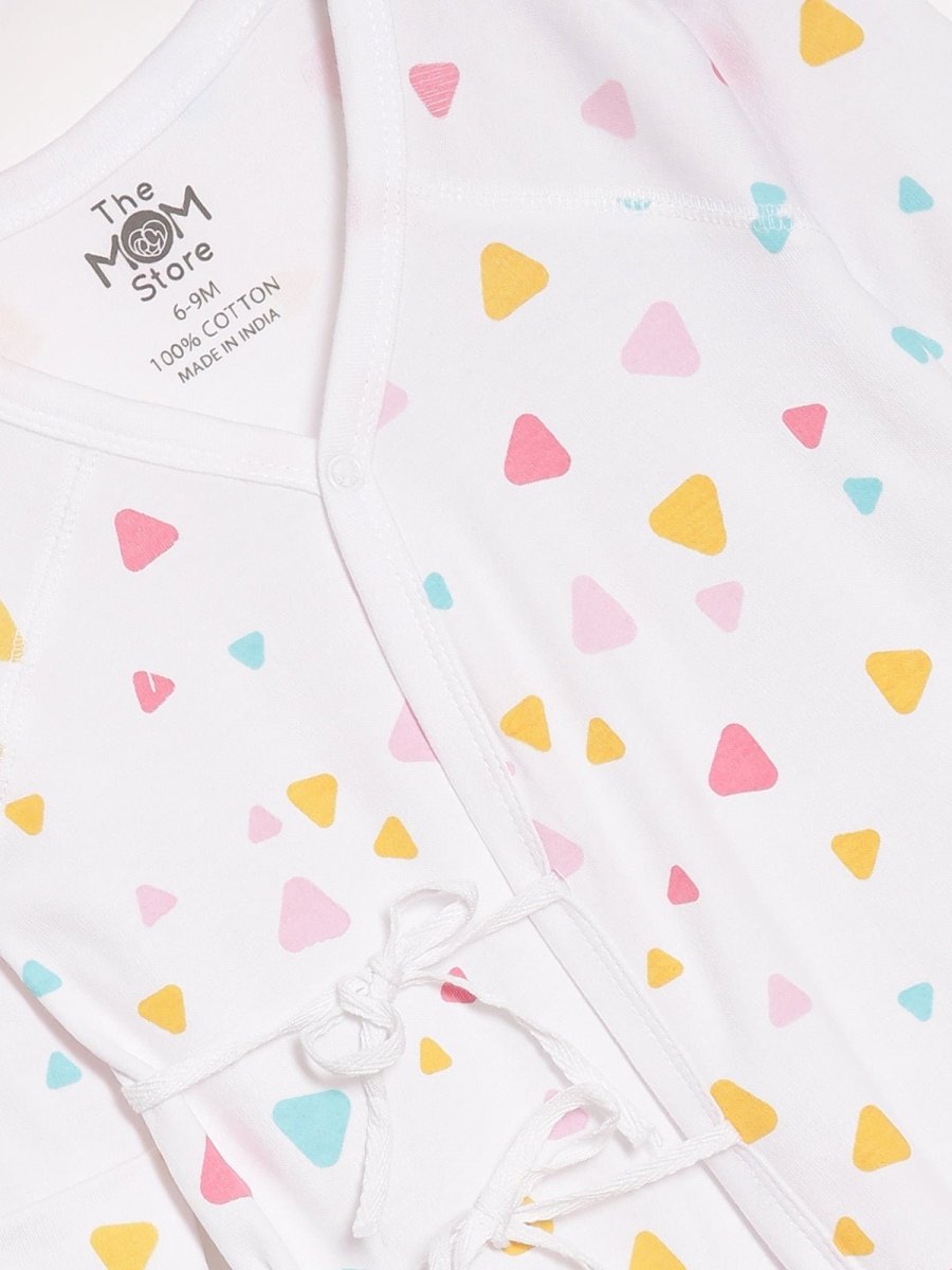 Jabla Infant Romper Combo Of 3 : Rainbow Dazzler-Hearts And Fluffs-Triangles - ROM3-SS-RDHFT-PM