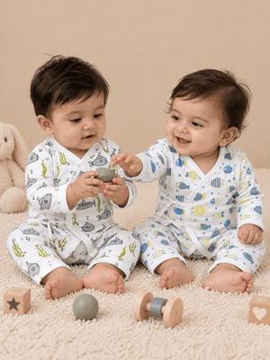 Jabla Style Infant Romper Combo of 2-Fishy Fish-Submarine Ride - Preemie Infant Rompers