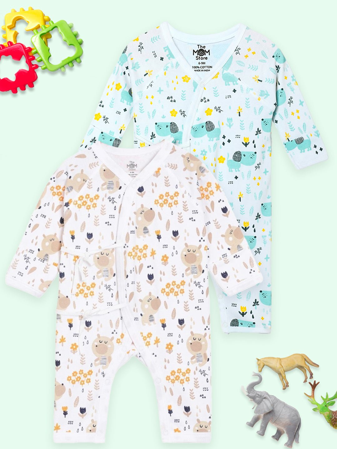 Jabla Style Infant Romper Combo of 2 - Puppy in the Garden - Bear in the Garden - ROM - PGBG - PM