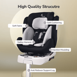 Jack N Jill ISOFIX Plus Black Grey Car Seat - Car Seat