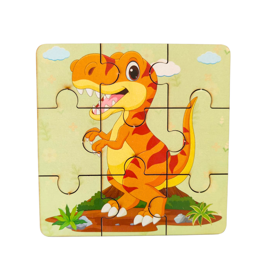 JoGenii 9 Piece Dinosaur Wooden Jigsaw Puzzles- Set of Three