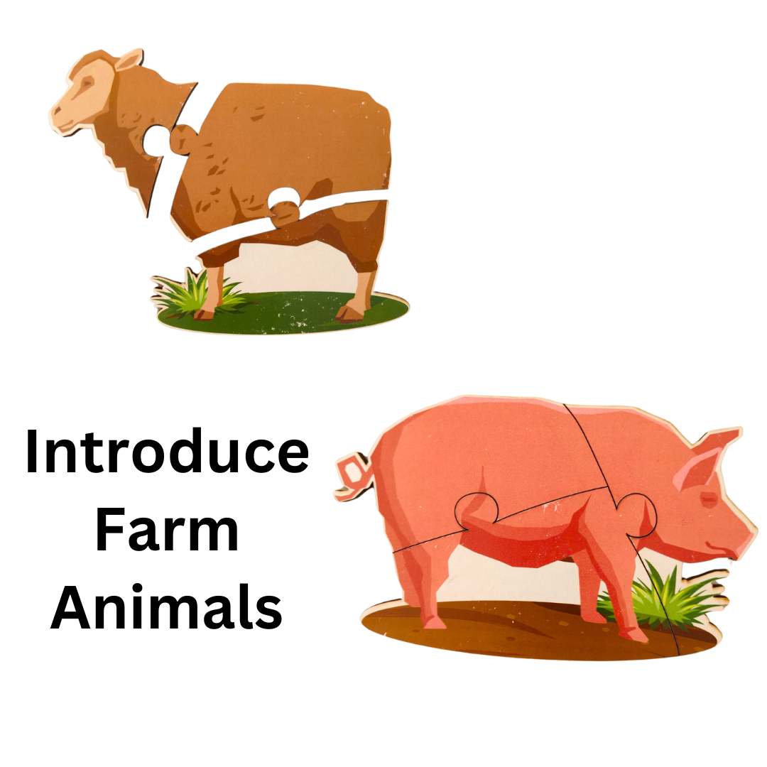 JoGenii Farm Animals Wooden Jigsaw Puzzles (Set of 5)