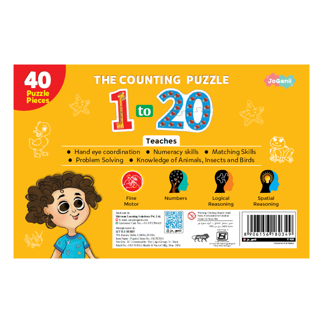 JoGenii 1 - 20 Counting Puzzle - Animal Edition - JK15