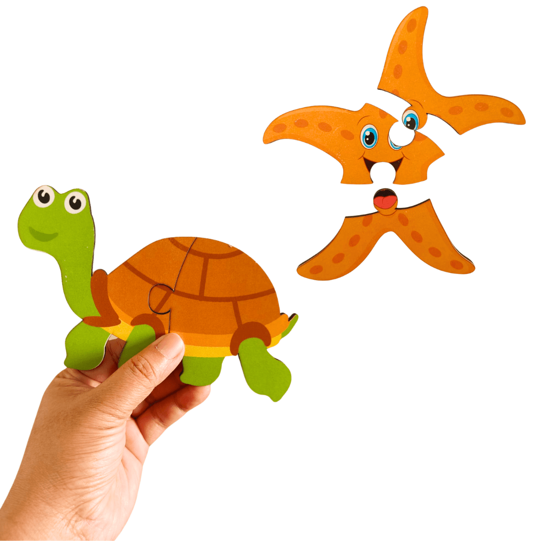JoGenii First Puzzles Marine Animals Jumbo Wooden Puzzles - Set of 5 puzzles - JK004