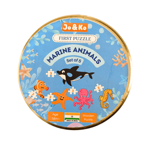 JoGenii First Puzzles Marine Animals Jumbo Wooden Puzzles - Set of 5 puzzles - JK004
