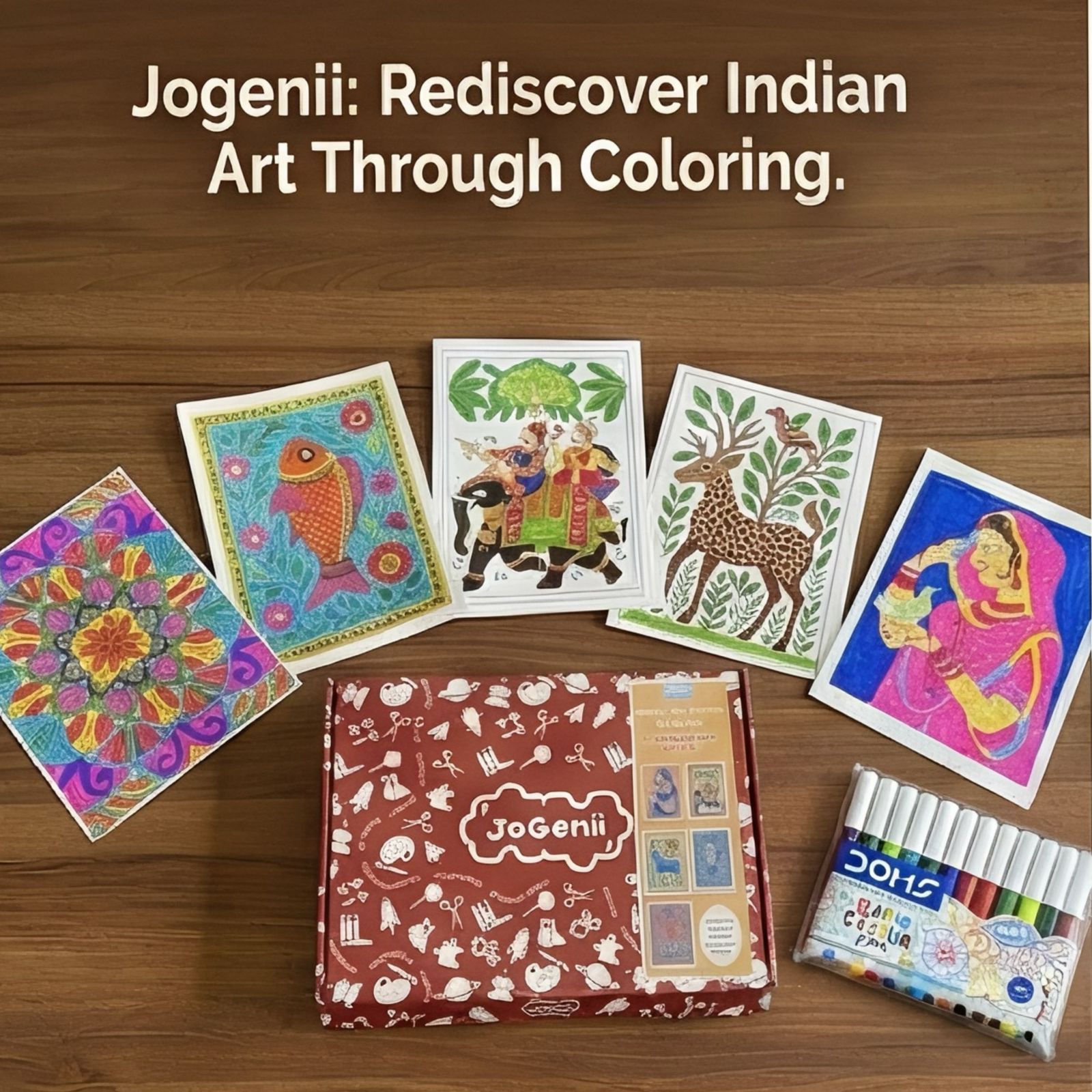 JoGenii Indian Art Forms Poster Coloring Kit - Art & Craft