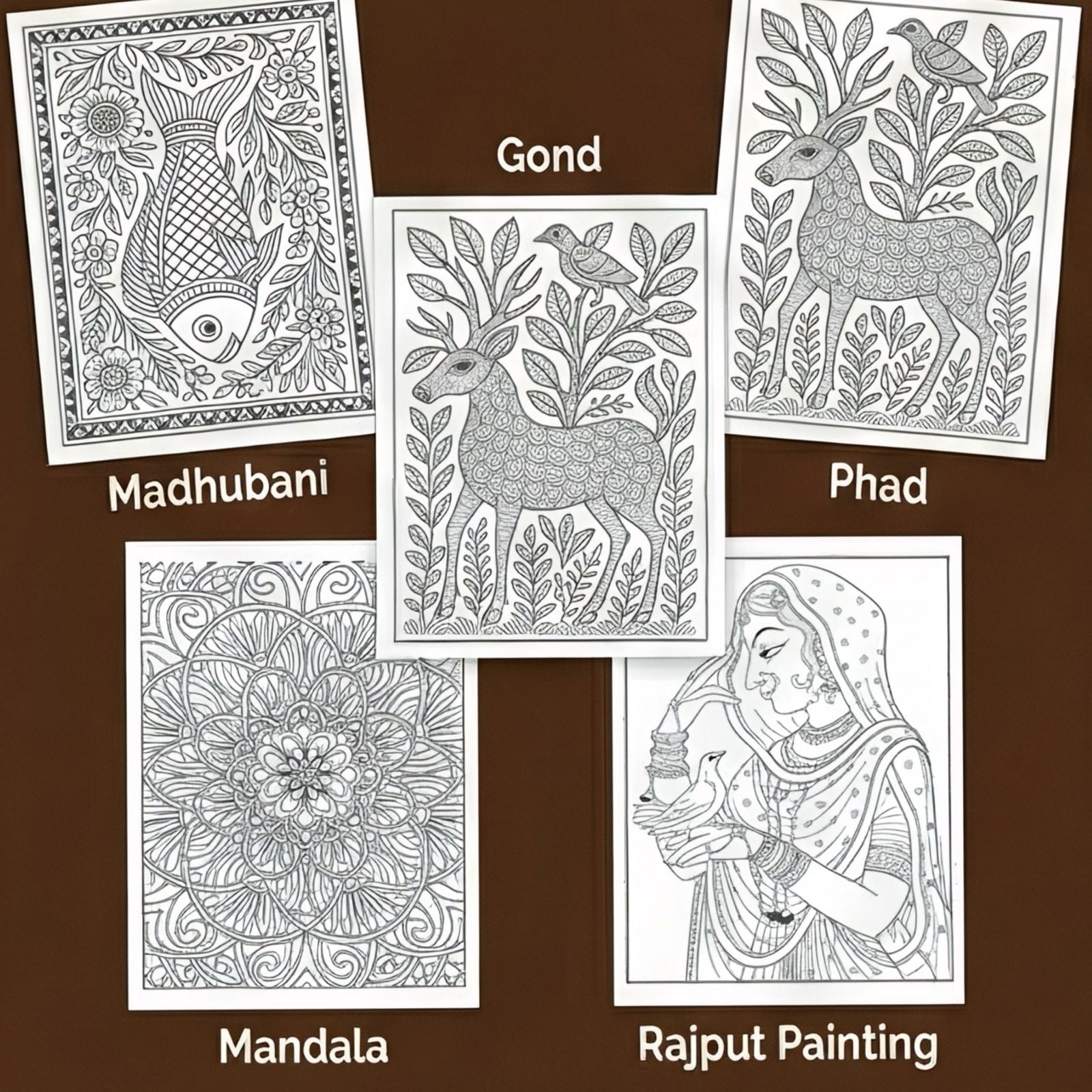 JoGenii Indian Art Forms Poster Coloring Kit - Art & Craft