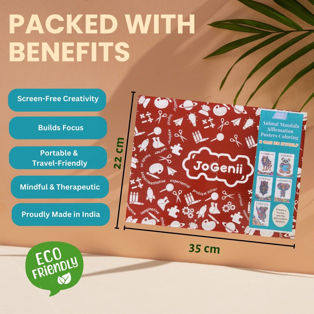 JoGenii Mandala Affirmations Poster Coloring Kit – Animal Theme - Art & Craft