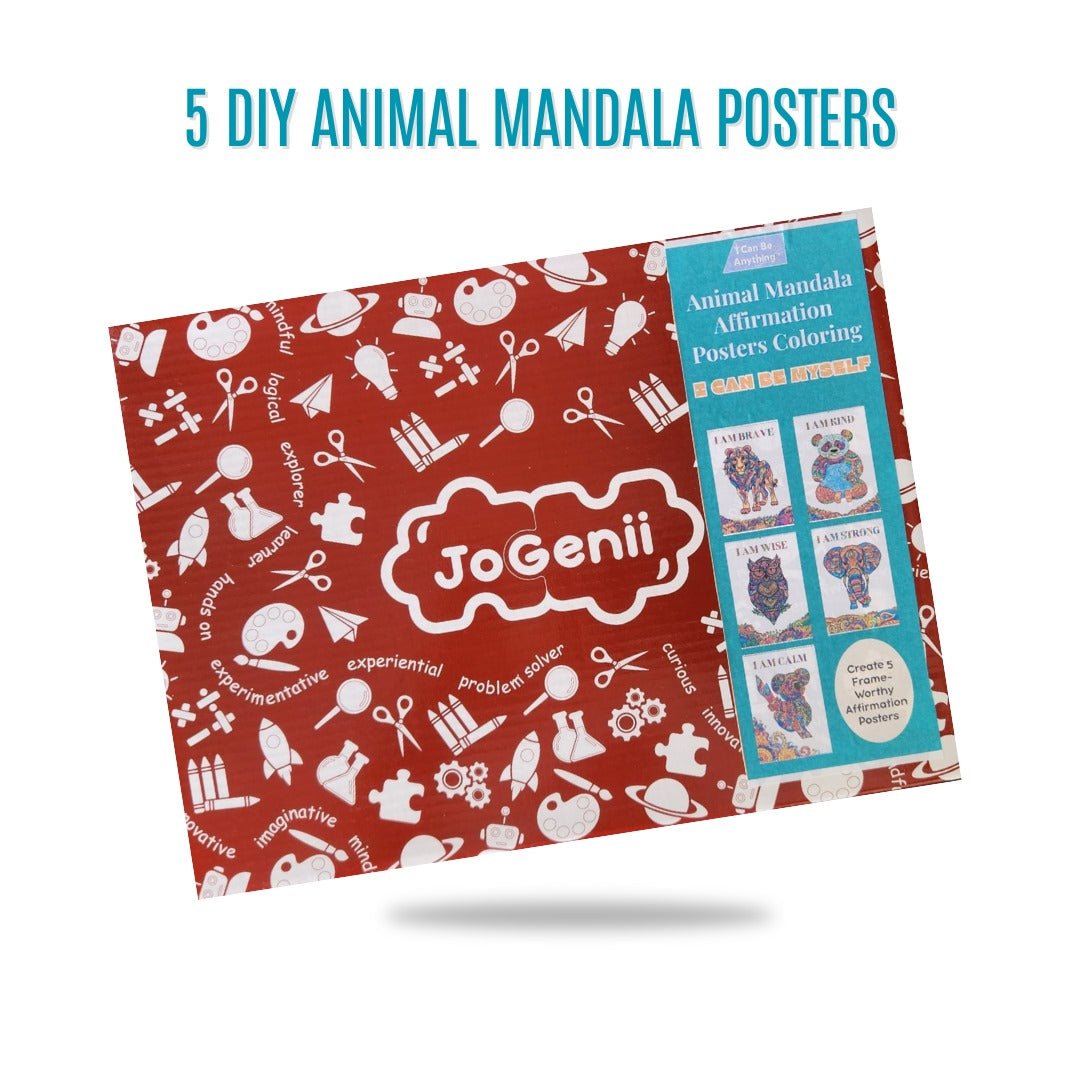 JoGenii Mandala Affirmations Poster Coloring Kit – Animal Theme - Art & Craft