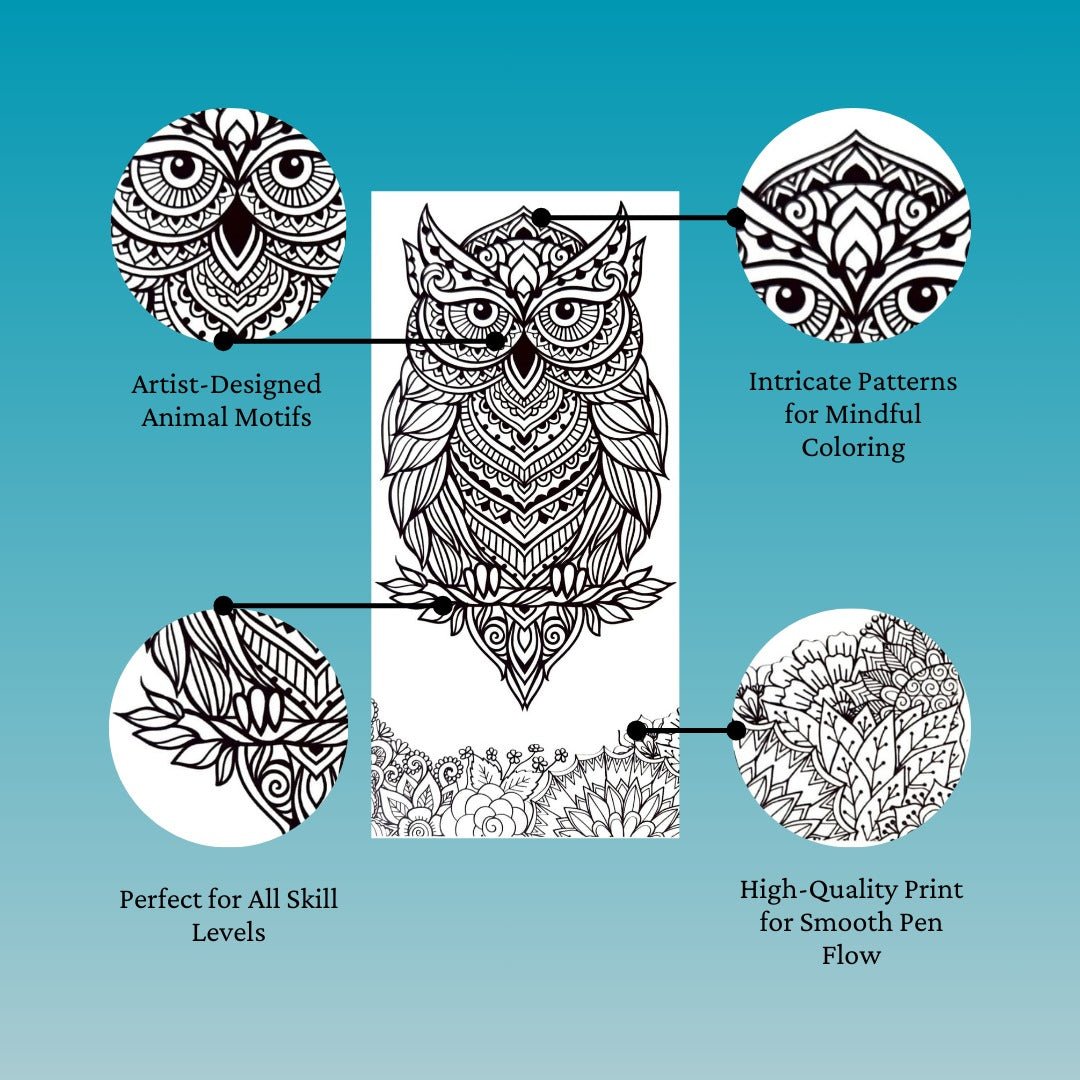 JoGenii Mandala Affirmations Poster Coloring Kit – Animal Theme - Art & Craft