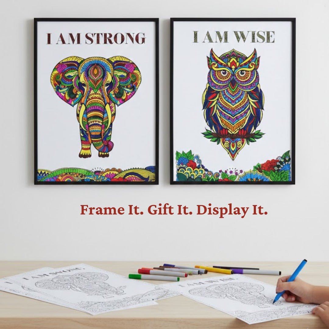 JoGenii Mandala Affirmations Poster Coloring Kit – Animal Theme - Art & Craft