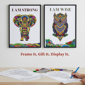 JoGenii Mandala Affirmations Poster Coloring Kit – Animal Theme - Art & Craft