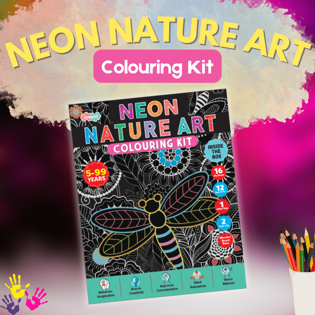 JoGenii Neon Nature Art Colouring Kit - Unique Gift for kids and adults - JK14