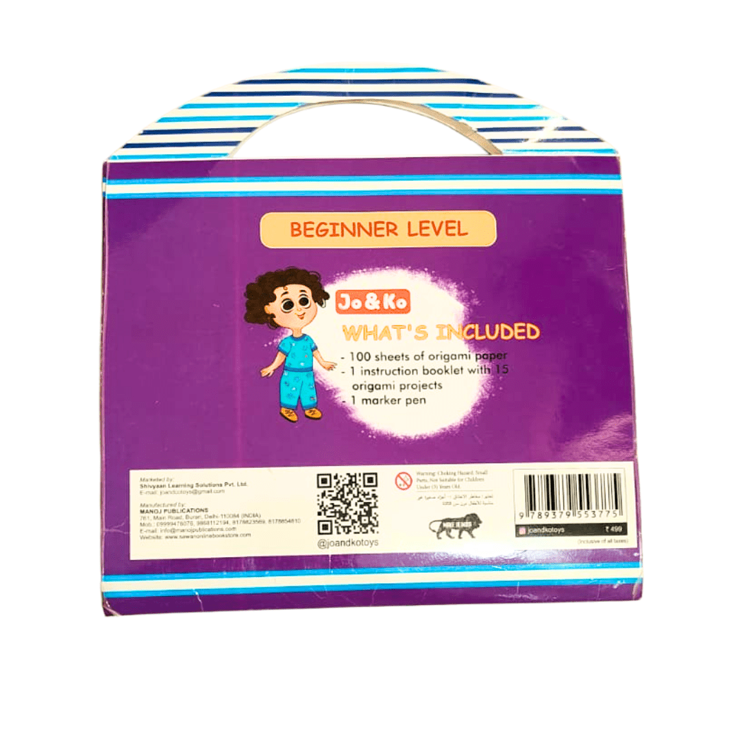 JoGenii Origami Kit - 100 sheets + Instruction booklet + Marker | Travel friendly - JK007