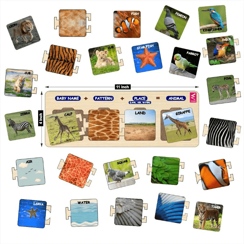 JoGenii Wooden Animal World Self Correcting Activity Game (30 pcs) - JK005