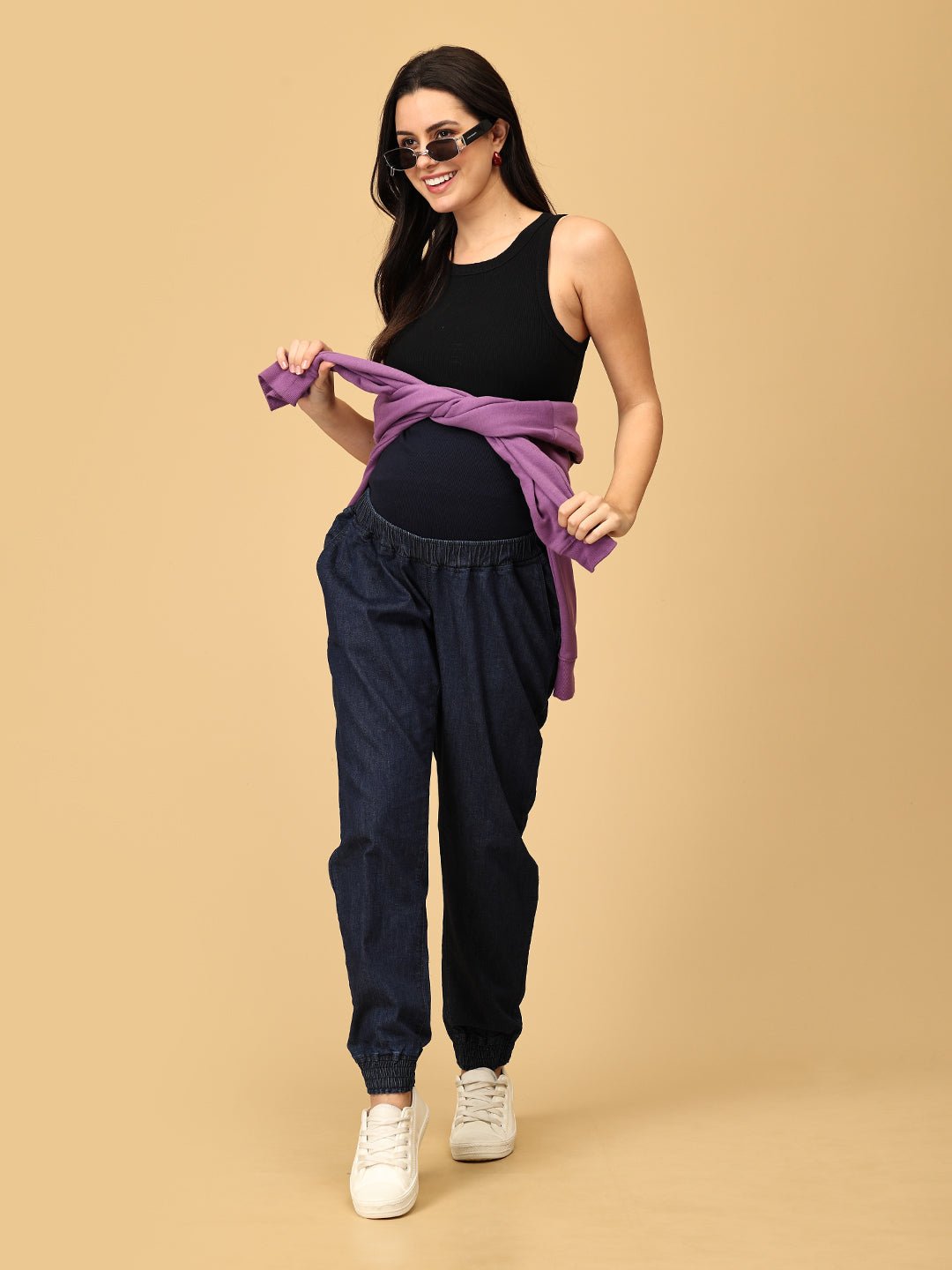 Jogger Style Maternity Denims with Belly Support - MDD - JGSTY - S