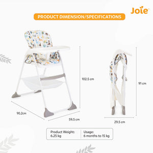 Joie High Chair Mimzy Snacker Alphabet 6M to 15 kg - H1127BAABC000