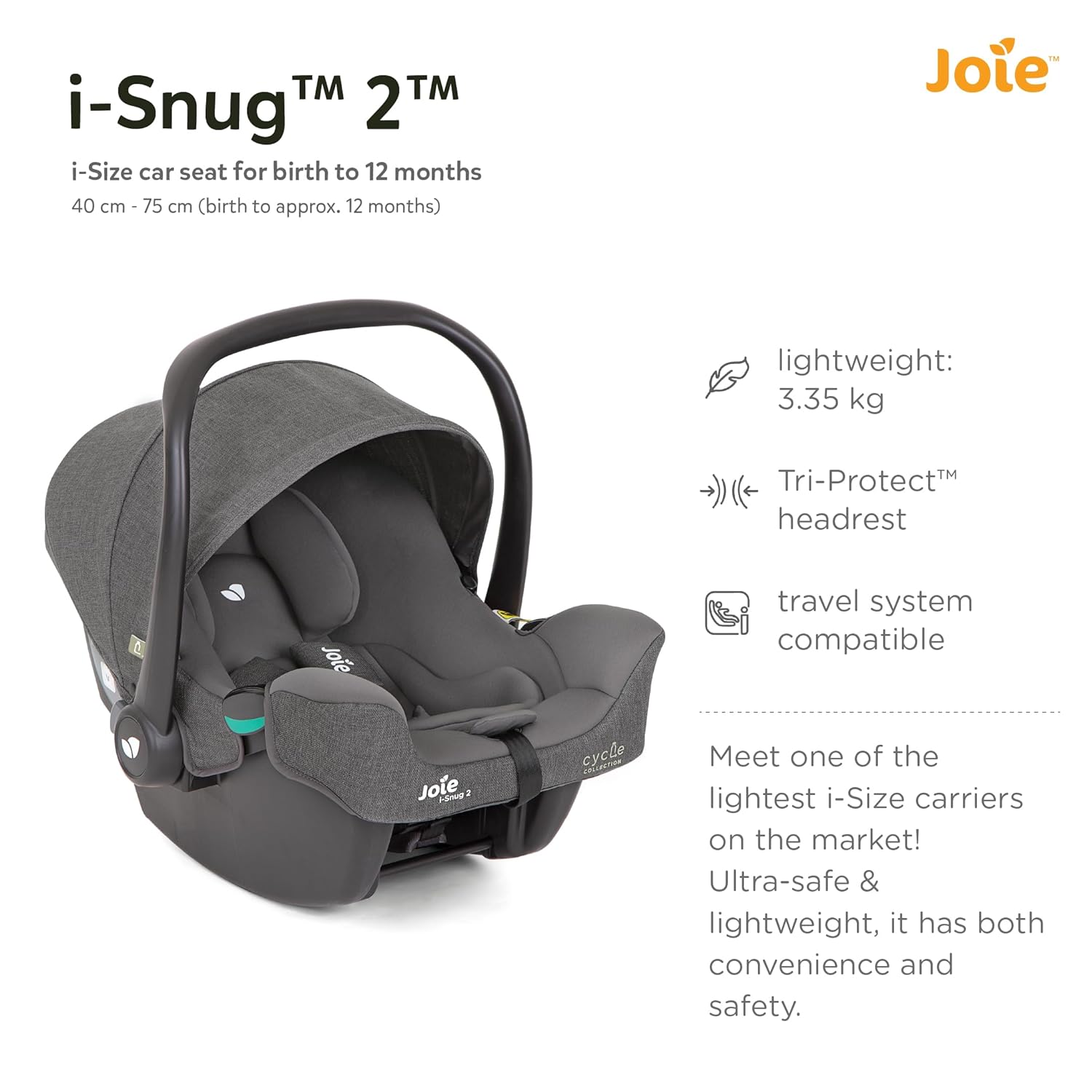 Joie Infant Carrier I - Snug™ 2 Shell Grey Birth+ to 13 Kg - C1817CACYC000