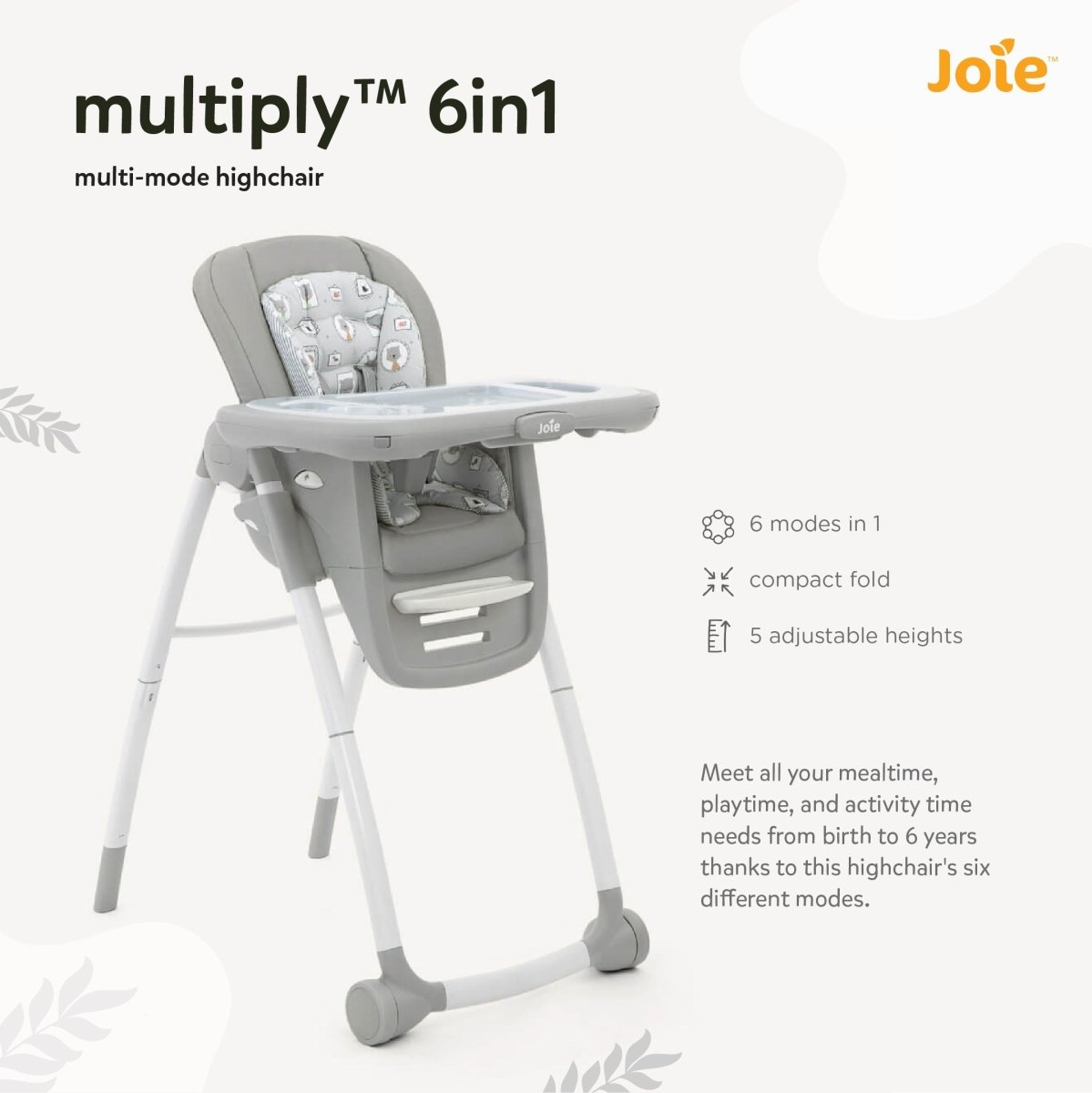 Joie Multiply 6 In1 Portrait High Chair- Basic - H1605AAPOR000