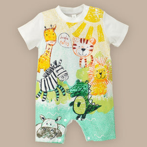 Jungle Party Print Romper, 1 - 2 years Unisex Kids Wear - Kids Clothing