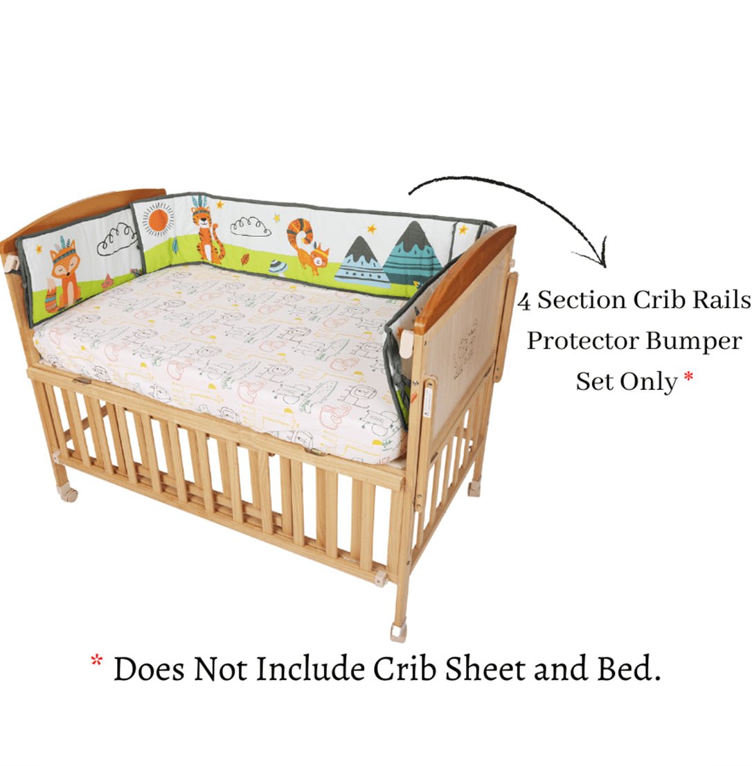 Jungle Tribe - 4 Section Crib Rails Protector Bumper Set - BPR - JGTB