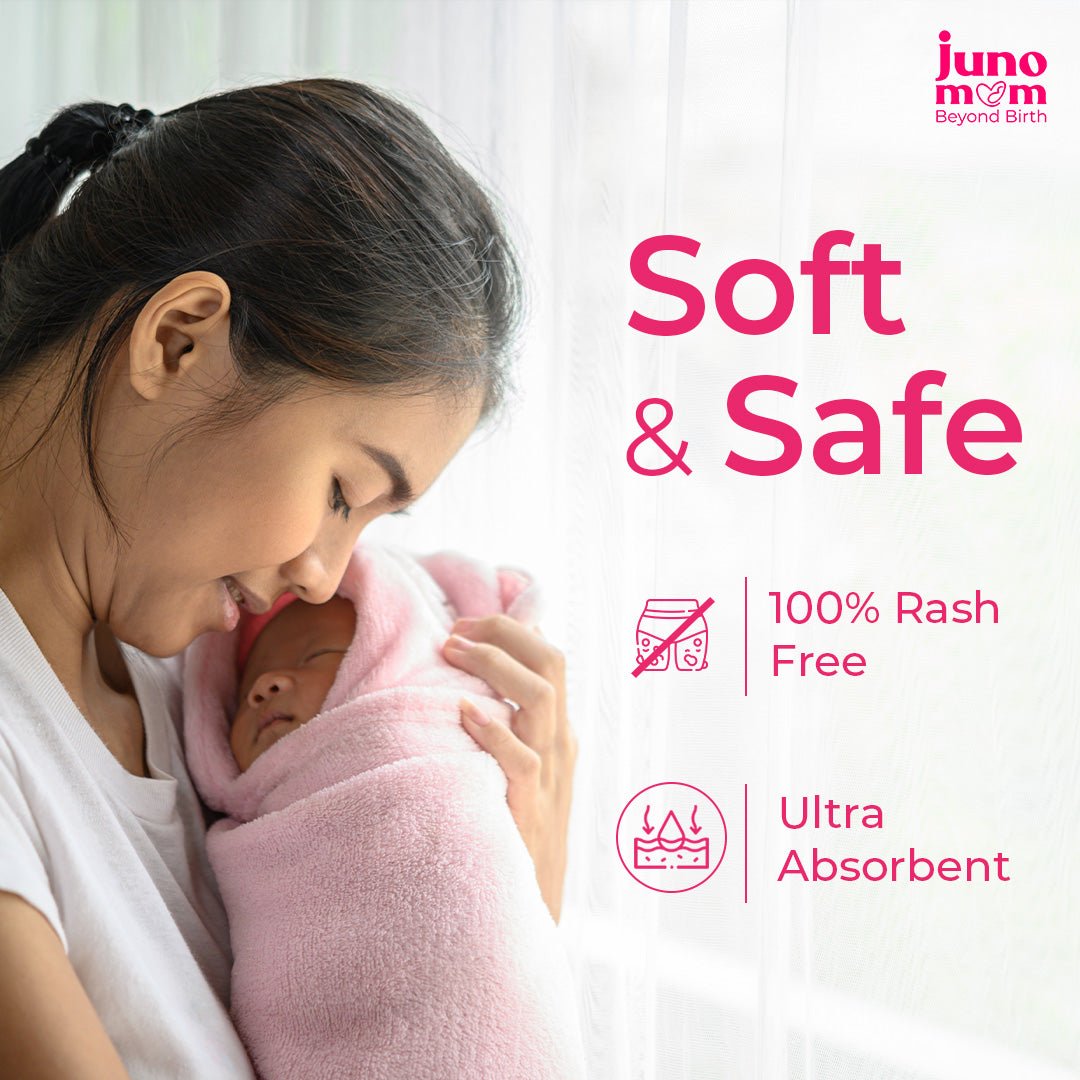 Juno Mom Extra Care Essentials | Ultra - Absorbent Maternity Pads (7 x 2) & 1 Pair of Grip Socks - JM_14MP_01GS_Bundle