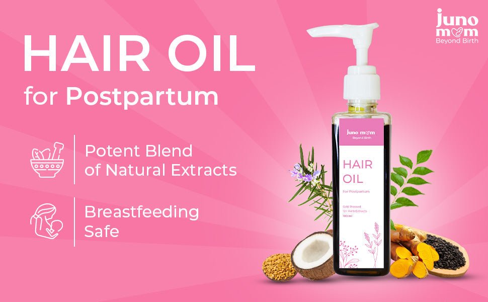 Juno Mom Natural Hair Oil for Hair Growth 100% Natural Formula to Nourish & Strengthen Hair - JM_01HO