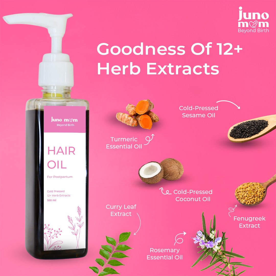 Juno Mom Natural Hair Oil for Hair Growth 100% Natural Formula to Nourish & Strengthen Hair - JM_01HO