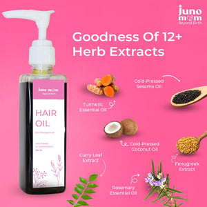 Juno Mom Natural Hair Oil for Hair Growth 100% Natural Formula to Nourish & Strengthen Hair - JM_01HO