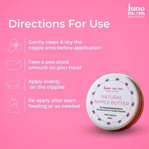 Juno Mom Natural Nipple Butter for New Moms | Fast - Absorbing Moisturizer - JM_01NB
