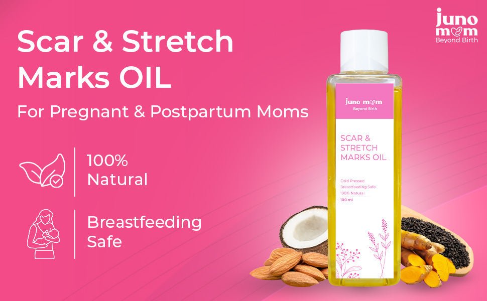 Juno Mom Scar & Stretch Marks Oil | 100ml | Reduces Scars & Stretch Marks - JM_01SO