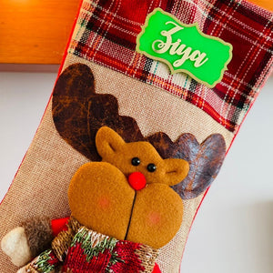 Jute Rudolf Christmas Stockings, Large - XMAS STOCKINGS