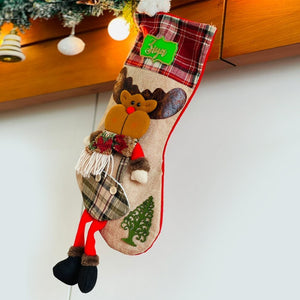 Jute Rudolf Christmas Stockings, Large - XMAS STOCKINGS
