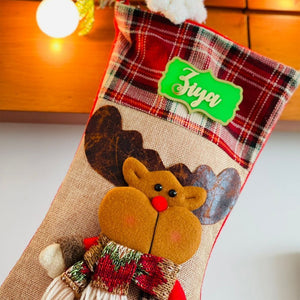 Jute Rudolf Christmas Stockings, Large - XMAS STOCKINGS