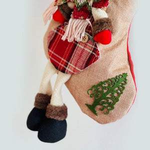Jute Snowman Christmas Stockings, Large - XMAS STOCKINGS