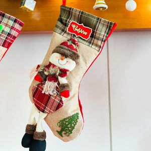 Jute Snowman Christmas Stockings, Large - XMAS STOCKINGS