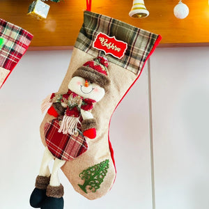 Jute Snowman Christmas Stockings, Large - XMAS STOCKINGS