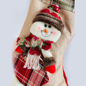 Jute Snowman Christmas Stockings, Large - XMAS STOCKINGS