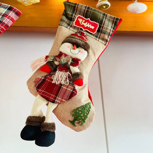 Jute Snowman Christmas Stockings, Large - XMAS STOCKINGS