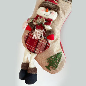 Jute Snowman Christmas Stockings, Large - XMAS STOCKINGS