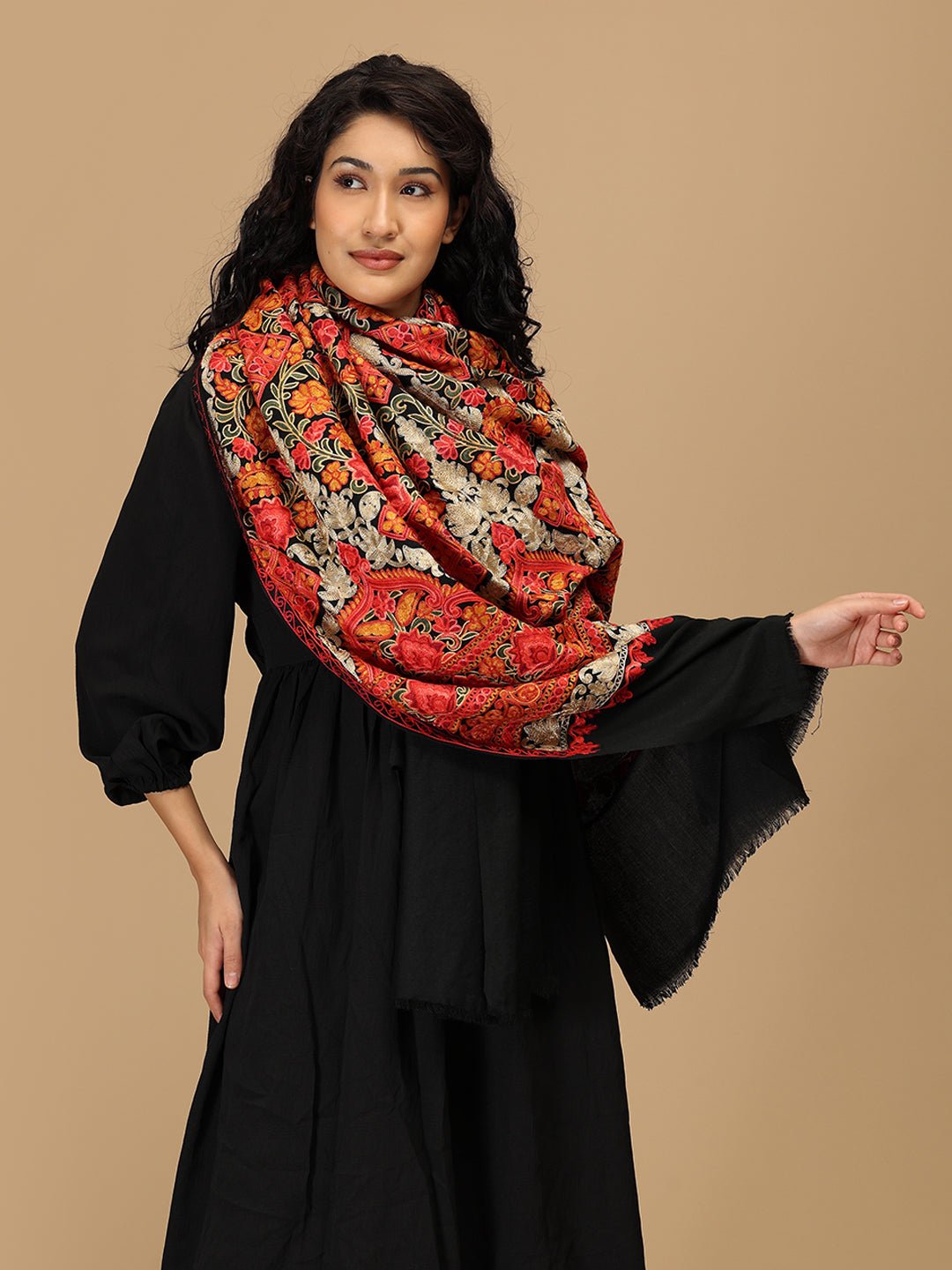 Kaala Kalam Embroidered Woolen Stoles - Onesize Winter Stoles