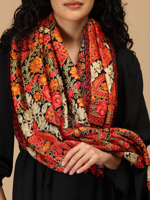 Kaala Kalam Embroidered Woolen Stoles - Onesize Winter Stoles